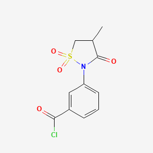 molecular formula C11H10ClNO4S B2944758 3-(4-甲基-1,1,3-三氧代-1$l^{6},2-噻唑烷-2-基)苯甲酰氯 CAS No. 927999-12-0