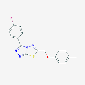 molecular formula C17H13FN4OS B294476 3-(4-Fluorophenyl)-6-[(4-methylphenoxy)methyl][1,2,4]triazolo[3,4-b][1,3,4]thiadiazole 