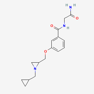molecular formula C16H21N3O3 B2944771 N-(2-Amino-2-oxoethyl)-3-[[1-(cyclopropylmethyl)aziridin-2-yl]methoxy]benzamide CAS No. 2418719-77-2