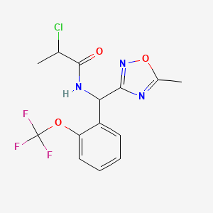 2-Chloro-N-[(5-methyl-1,2,4-oxadiazol-3-yl)-[2-(trifluoromethoxy)phenyl]methyl]propanamide
