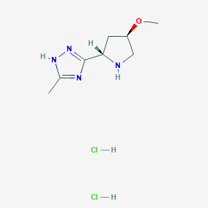 molecular formula C8H16Cl2N4O B2944778 5-[(2S,4R)-4-methoxypyrrolidin-2-yl]-3-methyl-1H-1,2,4-triazole dihydrochloride CAS No. 1909294-13-8