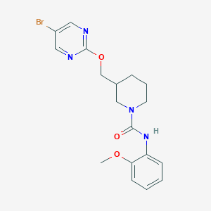 molecular formula C18H21BrN4O3 B2944779 3-[(5-Bromopyrimidin-2-yl)oxymethyl]-N-(2-methoxyphenyl)piperidine-1-carboxamide CAS No. 2379985-94-9