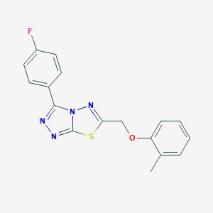 molecular formula C17H13FN4OS B294478 3-(4-Fluorophenyl)-6-[(2-methylphenoxy)methyl][1,2,4]triazolo[3,4-b][1,3,4]thiadiazole 