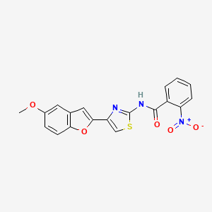 molecular formula C19H13N3O5S B2944784 N-(4-(5-methoxybenzofuran-2-yl)thiazol-2-yl)-2-nitrobenzamide CAS No. 922004-03-3