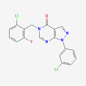 molecular formula C18H11Cl2FN4O B2944791 5-[(2-Chloro-6-fluorophenyl)methyl]-1-(3-chlorophenyl)pyrazolo[3,4-d]pyrimidin-4-one CAS No. 895020-41-4