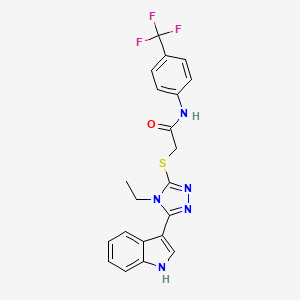 molecular formula C21H18F3N5OS B2944802 2-((4-ethyl-5-(1H-indol-3-yl)-4H-1,2,4-triazol-3-yl)thio)-N-(4-(trifluoromethyl)phenyl)acetamide CAS No. 852143-95-4