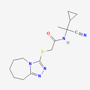 molecular formula C15H21N5OS B2944829 N-(1-cyano-1-cyclopropylethyl)-2-{5H,6H,7H,8H,9H-[1,2,4]triazolo[4,3-a]azepin-3-ylsulfanyl}acetamide CAS No. 1280802-50-7