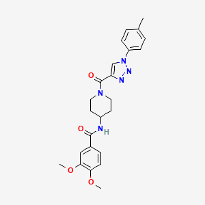 molecular formula C24H27N5O4 B2944851 3,4-dimethoxy-N-(1-(1-(p-tolyl)-1H-1,2,3-triazole-4-carbonyl)piperidin-4-yl)benzamide CAS No. 1251556-34-9