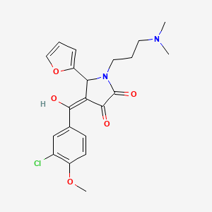 molecular formula C21H23ClN2O5 B2944867 4-(3-chloro-4-methoxybenzoyl)-1-(3-(dimethylamino)propyl)-5-(furan-2-yl)-3-hydroxy-1H-pyrrol-2(5H)-one CAS No. 636988-11-9