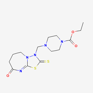 molecular formula C14H21N5O3S2 B2944872 ethyl 4-((8-oxo-2-thioxo-5,6,7,8-tetrahydro-[1,3,4]thiadiazolo[3,2-a][1,3]diazepin-3(2H)-yl)methyl)piperazine-1-carboxylate CAS No. 681273-18-7