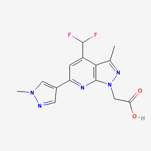 molecular formula C14H13F2N5O2 B2944875 [4-(difluoromethyl)-3-methyl-6-(1-methyl-1H-pyrazol-4-yl)-1H-pyrazolo[3,4-b]pyridin-1-yl]acetic acid CAS No. 1006444-93-4