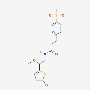 N-(2-(5-chlorothiophen-2-yl)-2-methoxyethyl)-3-(4-(methylsulfonyl)phenyl)propanamide