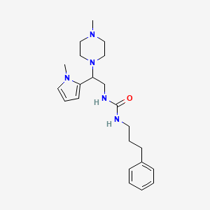 molecular formula C22H33N5O B2944890 1-(2-(1-methyl-1H-pyrrol-2-yl)-2-(4-methylpiperazin-1-yl)ethyl)-3-(3-phenylpropyl)urea CAS No. 1207002-93-4