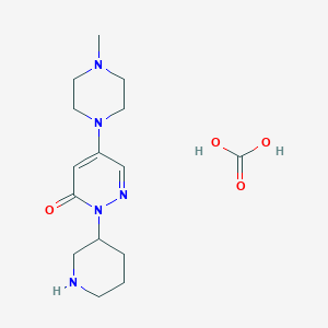 molecular formula C15H25N5O4 B2944898 5-(4-Methylpiperazin-1-yl)-2-(piperidin-3-yl)-2,3-dihydropyridazin-3-one, carbonic acid CAS No. 1803581-97-6