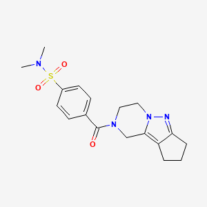 molecular formula C18H22N4O3S B2944901 4-(2,3,4,7,8,9-六氢-1H-环戊并[3,4]吡唑并[1,5-a]哒嗪-2-羰基)-N,N-二甲基苯磺酰胺 CAS No. 2034371-11-2