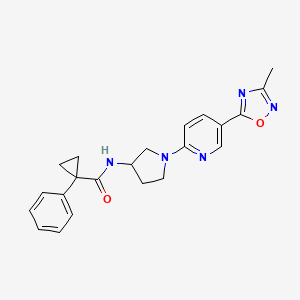 molecular formula C22H23N5O2 B2944907 N-(1-(5-(3-methyl-1,2,4-oxadiazol-5-yl)pyridin-2-yl)pyrrolidin-3-yl)-1-phenylcyclopropanecarboxamide CAS No. 1396631-87-0