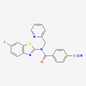 molecular formula C21H13FN4OS B2944908 4-cyano-N-(6-fluorobenzo[d]thiazol-2-yl)-N-(pyridin-2-ylmethyl)benzamide CAS No. 941878-47-3