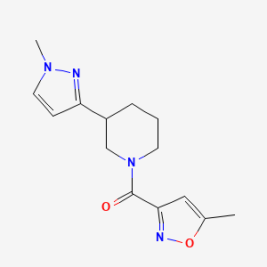 molecular formula C14H18N4O2 B2944909 （3-(1-甲基-1H-吡唑-3-基)哌啶-1-基)（5-甲基异恶唑-3-基)甲酮 CAS No. 2034556-64-2