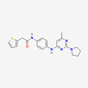 N-(4-((6-methyl-2-(pyrrolidin-1-yl)pyrimidin-4-yl)amino)phenyl)-2-(thiophen-2-yl)acetamide