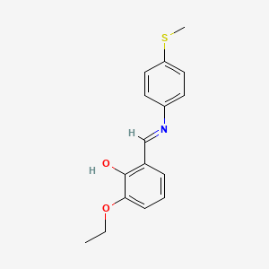 molecular formula C16H17NO2S B2944916 2-乙氧基-6-((E)-{[4-(甲硫基)苯基]亚氨基}甲基)苯酚 CAS No. 1232818-00-6