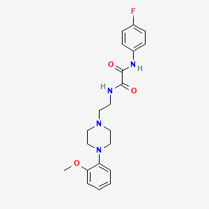 molecular formula C21H25FN4O3 B2944917 N1-(4-氟苯基)-N2-(2-(4-(2-甲氧基苯基)哌嗪-1-基)乙基)草酰胺 CAS No. 1049575-75-8