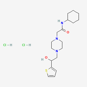 molecular formula C18H31Cl2N3O2S B2944918 N-cyclohexyl-2-(4-(2-hydroxy-2-(thiophen-2-yl)ethyl)piperazin-1-yl)acetamide dihydrochloride CAS No. 1396800-84-2