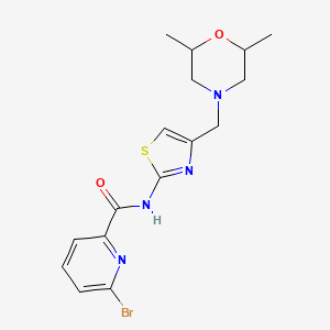 molecular formula C16H19BrN4O2S B2944925 6-bromo-N-{4-[(2,6-dimethylmorpholin-4-yl)methyl]-1,3-thiazol-2-yl}pyridine-2-carboxamide CAS No. 1427987-08-3