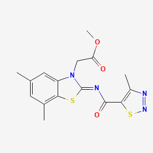 (Z)-methyl 2-(5,7-dimethyl-2-((4-methyl-1,2,3-thiadiazole-5-carbonyl)imino)benzo[d]thiazol-3(2H)-yl)acetate