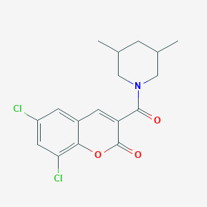 molecular formula C17H17Cl2NO3 B2944931 3-[(3,5-Dimethylpiperidyl)carbonyl]-6,8-dichlorochromen-2-one CAS No. 831242-92-3