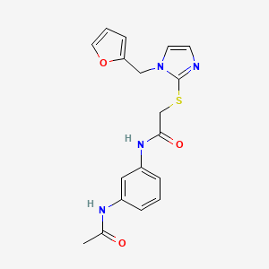 molecular formula C18H18N4O3S B2944943 N-(3-acetamidophenyl)-2-[1-(furan-2-ylmethyl)imidazol-2-yl]sulfanylacetamide CAS No. 872594-25-7