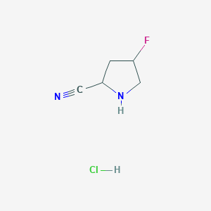 molecular formula C5H8ClFN2 B2944944 4-Fluoropyrrolidine-2-carbonitrile hydrochloride CAS No. 2228463-35-0; 426844-77-1