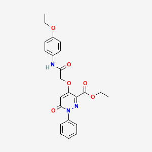molecular formula C23H23N3O6 B2944949 4-(2-((4-乙氧基苯基)氨基)-2-氧代乙氧基)-6-氧代-1-苯基-1,6-二氢吡哒嗪-3-羧酸乙酯 CAS No. 899943-02-3