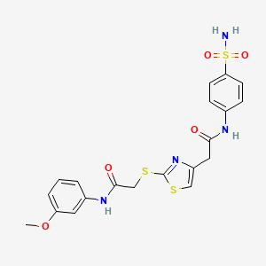 molecular formula C20H20N4O5S3 B2944964 N-(3-methoxyphenyl)-2-((4-(2-oxo-2-((4-sulfamoylphenyl)amino)ethyl)thiazol-2-yl)thio)acetamide CAS No. 941961-88-2