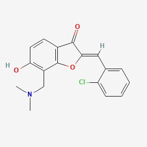 molecular formula C18H16ClNO3 B2944970 (Z)-2-(2-chlorobenzylidene)-7-((dimethylamino)methyl)-6-hydroxybenzofuran-3(2H)-one CAS No. 869077-00-9