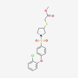 Methyl 2-((1-((4-(2-chlorophenoxy)phenyl)sulfonyl)pyrrolidin-3-yl)thio)acetate