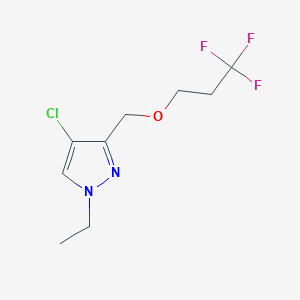 molecular formula C9H12ClF3N2O B2944976 4-chloro-1-ethyl-3-[(3,3,3-trifluoropropoxy)methyl]-1H-pyrazole CAS No. 1856074-79-7