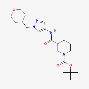 molecular formula C20H32N4O4 B2944989 tert-butyl 3-((1-((tetrahydro-2H-pyran-4-yl)methyl)-1H-pyrazol-4-yl)carbamoyl)piperidine-1-carboxylate CAS No. 1706270-25-8