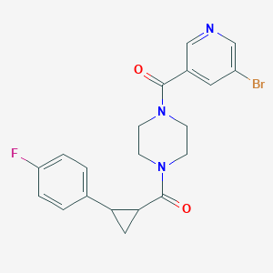 molecular formula C20H19BrFN3O2 B2944994 (4-(5-Bromonicotinoyl)piperazin-1-yl)(2-(4-fluorophenyl)cyclopropyl)methanone CAS No. 1208409-71-5