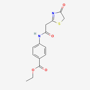 molecular formula C14H14N2O4S B2944996 Ethyl 4-{[(4-oxo-4,5-dihydro-1,3-thiazol-2-yl)acetyl]amino}benzoate CAS No. 923205-92-9