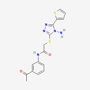 molecular formula C16H15N5O2S2 B2945012 N-(3-acetylphenyl)-2-{[4-amino-5-(thiophen-2-yl)-4H-1,2,4-triazol-3-yl]sulfanyl}acetamide CAS No. 905780-70-3