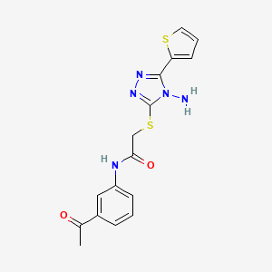 molecular formula C16H15N5O2S2 B2945012 N-(3-乙酰基苯基)-2-{[4-氨基-5-(噻吩-2-基)-4H-1,2,4-三唑-3-基]硫代}乙酰胺 CAS No. 905780-70-3