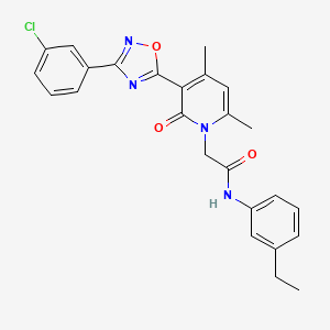 2-(3-(3-(3-chlorophenyl)-1,2,4-oxadiazol-5-yl)-4,6-dimethyl-2-oxopyridin-1(2H)-yl)-N-(3-ethylphenyl)acetamide