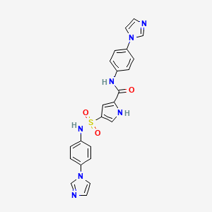 molecular formula C23H19N7O3S B2945025 N-[4-(1H-imidazol-1-yl)phenyl]-4-{[4-(1H-imidazol-1-yl)phenyl]sulfamoyl}-1H-pyrrole-2-carboxamide CAS No. 1031121-18-2
