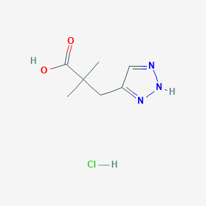 molecular formula C7H12ClN3O2 B2945026 2,2-二甲基-3-(1H-1,2,3-三唑-5-基)丙酸盐酸盐 CAS No. 2173999-98-7