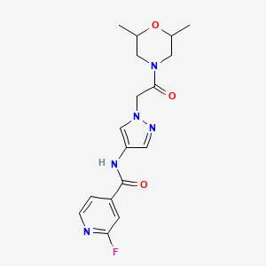 molecular formula C17H20FN5O3 B2945047 N-[1-[2-(2,6-Dimethylmorpholin-4-yl)-2-oxoethyl]pyrazol-4-yl]-2-fluoropyridine-4-carboxamide CAS No. 2249555-40-4
