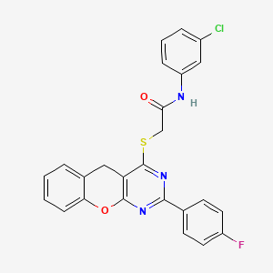 molecular formula C25H17ClFN3O2S B2945049 N-(3-chlorophenyl)-2-((2-(4-fluorophenyl)-5H-chromeno[2,3-d]pyrimidin-4-yl)thio)acetamide CAS No. 895641-68-6
