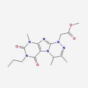 molecular formula C16H22N6O4 B2945057 Methyl 2-(3,4,9-trimethyl-6,8-dioxo-7-propyl-5,7,9-trihydro-4H-1,2,4-triazino[4,3-h]purinyl)acetate CAS No. 923507-78-2