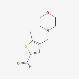 molecular formula C11H15NO2S B2945061 5-Methyl-4-(morpholin-4-ylmethyl)thiophene-2-carbaldehyde CAS No. 889973-56-2