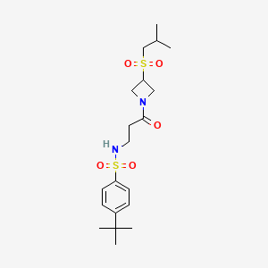 molecular formula C20H32N2O5S2 B2945067 4-(tert-butyl)-N-(3-(3-(isobutylsulfonyl)azetidin-1-yl)-3-oxopropyl)benzenesulfonamide CAS No. 1797632-53-1