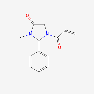 molecular formula C13H14N2O2 B2945072 3-Methyl-2-phenyl-1-(prop-2-enoyl)imidazolidin-4-one CAS No. 2094479-77-1